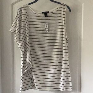 White House / Black Market assymetrical ruffle top.